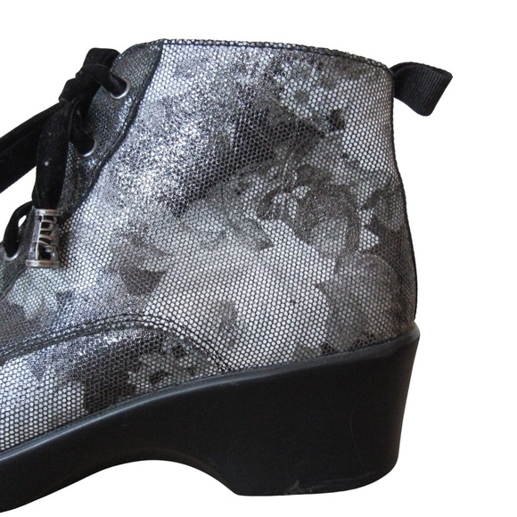 Alegria Eliza Elegance Ankle Boots 40 Black Floral Leather Velvet Laces Witchy - Picture 5 of 10